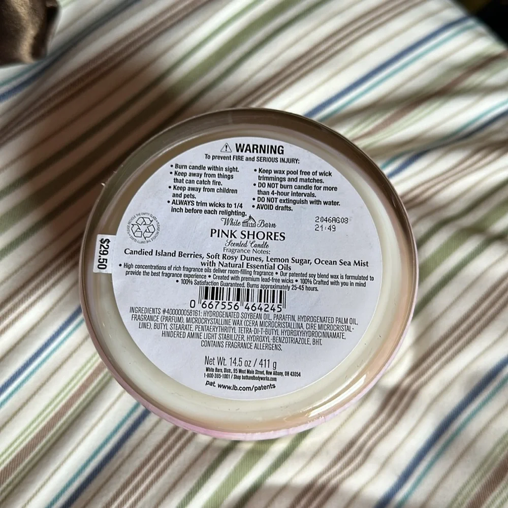 White Barn Pink Shores 3 Wick Candle